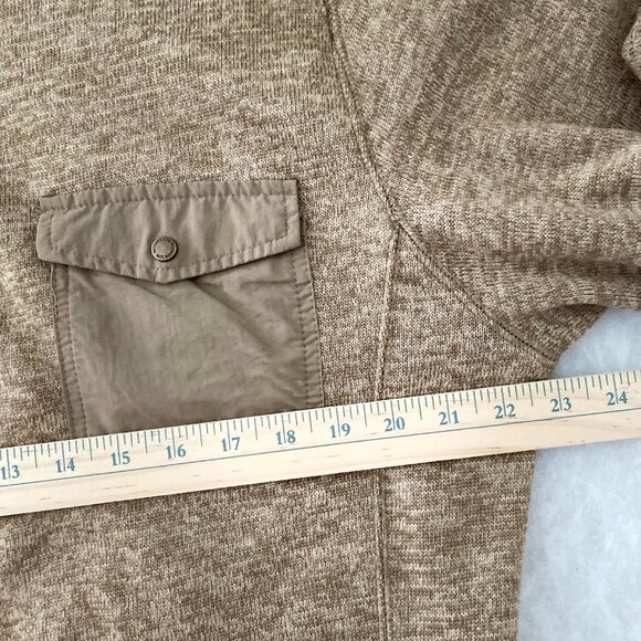 Outdoor Life Mens Heathered Khaki Textured Fleece Mock Neck Comfort Sweater Sz L - Picture 6 of 9